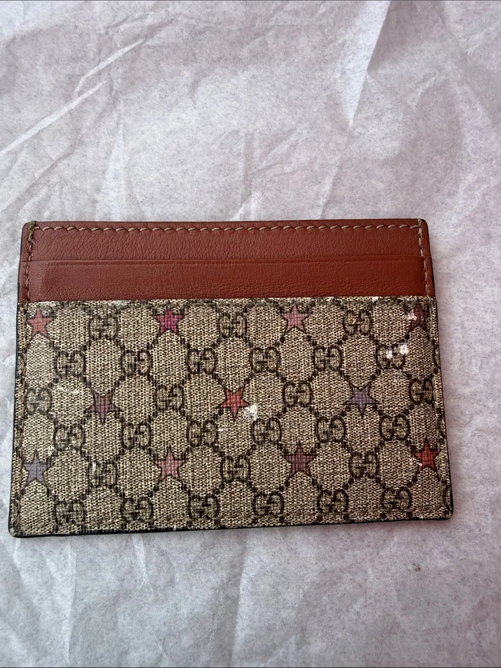 Authentic Gucci GG Supreme Star Print Card Case